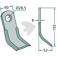 Y-hammer Berti, 28,5 mm diameter, til præcision i landbrugsmaskiner.