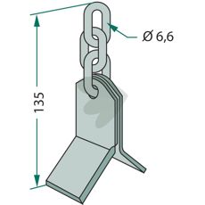 Y-hammer med treleddet kæde, der giver øget fleksibilitet i anvendelsen.