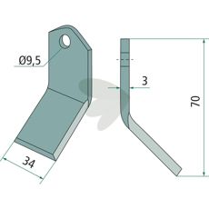 Kompakt Y-hammer til Bomford med hul på 9,5 mm.