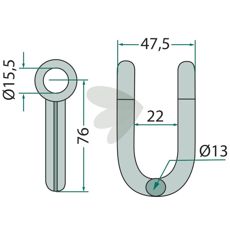 Bomford sjækel 47,5mm, stærk og holdbar, ideel til landbrug.