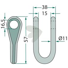 Mc Connel sjækel 38mm, perfekt til landbrugsudstyr og tilbehør.