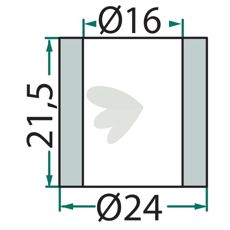Bøsning til flail, 21,5X24mm med hul 16mm, passer til Bomford og andre mærker.