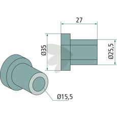 Bøsning flail Bomford, 35X17mm, en essentiel komponent til flailtilbehør.
