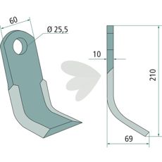 Y-flail Breviglieri, 60X210mm, ideel til jordbearbejdning og udstyr.