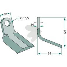 Y-klinge Breviglieri, 40X125mm, optimal til præcisionsanvendelser i landbrug.