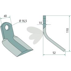 Y-klinge Breviglieri, 40X110mm, professionelt valg til traktorudstyr.