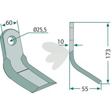 Y-klinge Breviglieri, 60X173mm, stærk og holdbar til tung brug.