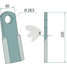 Kniv CD6008F28, ideel til effektiv drift af landbrugsmaskiner.