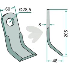 Y-klinge Berti 28,5mm, 205mm, perfekt til præcision og effektivitet.