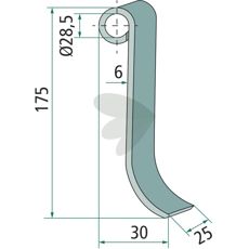 Slagkniv Berti, hul 28,5 mm, fremragende til robuste landbrugsapplikationer.