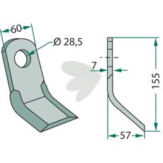 Y-klinge Cabe med 28,5mm hul, designet til effektiv jordbearbejdning.