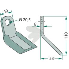 Y-hammer Cabe med hul på 20,5mm, ideel til forskellige landbrugsanvendelser.