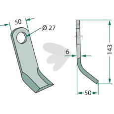 Y-hammer til Bomford og Mc Connel med hul på 27mm, perfekt til kraftig anvendelse.