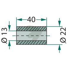 Bøsning til Doppstadt og Epoke, dimensioner 22X40mm med 13mm hul, perfekt til udskiftning.