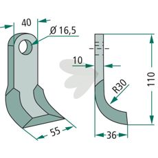 Y-hammer Dragone størrelse 40X110mm med 16,5mm hul, perfekt til forskellige maskiner.