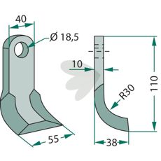 Y-hammer Dragone, dimension 40X110mm, med et hul på 18,5 mm, til effektiv brug.