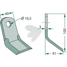 Y-hammer Dragone i størrelse 40X100mm med 16,5mm hul, perfekt til robuste applikationer.