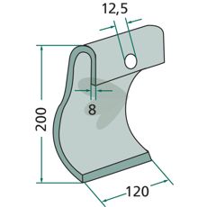 Slagkniv Dücer med hul på 12,5 mm, perfekt til traktorer og landbrugsmaskiner.