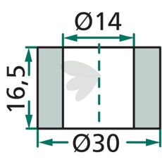 Bøsning til slag Dücer, 16,5X30 mm med hul 14 mm, ideel til reparation.