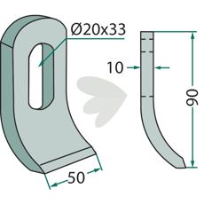 Slag med dimensionerne 190 mm og hul 26 mm, anvendelig inden for landbrug og konstruktion.