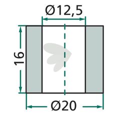 Bøsning slag Dücer 16X20 mm med hul 12,5 mm, perfekt til reparationer.