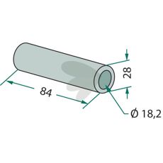 Bøsning Dücer 28X84 mm med hul 18,2 mm, ideel til styrkeapplikationer.