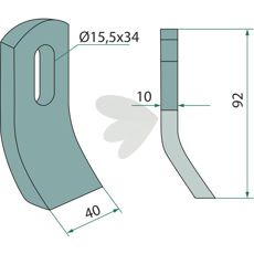 Slagkniv Epoke/Turner med hul 15,5X34 mm, perfekt til landbrugseffektivitet.