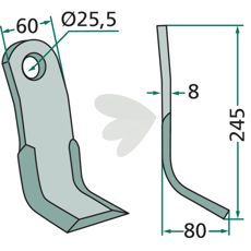 Y-hammer 60X245mm hul 25,5mm, perfekt til intensiv jordbearbejdning.