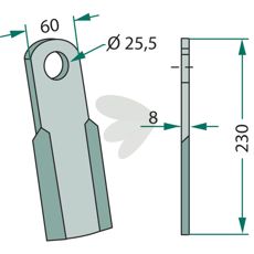 Rette kniv til Ferri med hul 25,5mm, ideel til effektiv skæring.
