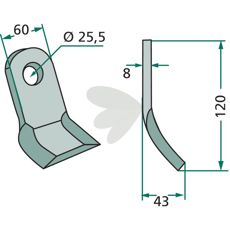 Y-hammer Ferri 60X120mm, hul 25,5mm, fremragende til barske miljøer.