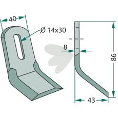 Y-hammer Ferri 40X86mm, hul 14X30mm, perfekt til præcision.
