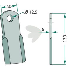 Lige kniv der passer Ferri, hul 12,5mm, pålidelig og effektiv.