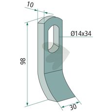 Slåkniv Gilbers med hul 14X34 mm, perfekt til traktorer og landbrugsmaskiner.