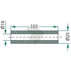 Bøsning slag Gilbers 25X103 mm, anvendelig del til agrar- og byggeudstyr.