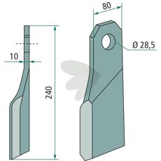 Venstre slåkniv Gilbers med hul 28,5 mm, perfekt til traktorapplikationer.