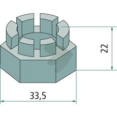 Kronmøtrik M20x1,5 mm, vigtig del for sikker montering inden for landbruget.