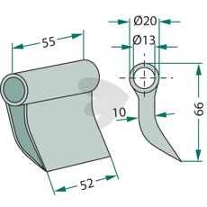 Slåkniv Dücker med hul 13 mm, ideel til effektiv maskindrift.