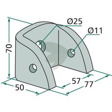 Befæstelse 70X50X57, nødvendig for stabil montering af maskindele.