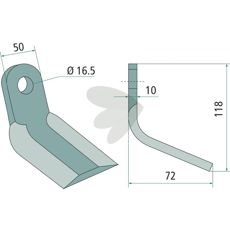 Y-slag Müthing med hul på 16,5mm, ideel til effektiv anvendelse i landbrugsmaskiner.