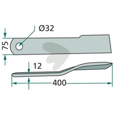 Slagmølle Howard/Kongskilde med hul 32mm, robust og effektiv til forskellige jordbearbejdningsbehov.