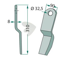 Slagmølle med hul på 32,5mm fra Howard/Kongskilde, optimeret til effektiv jordbearbejdning.