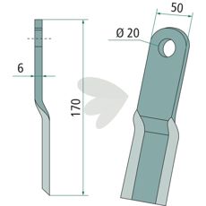 Slagmølle Humus 50X170mm med 20mm hul, perfekt til at håndtere svære jordforhold.