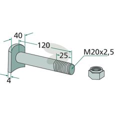Robust skrue med møtrik, designet til effektive monteringsløsninger.