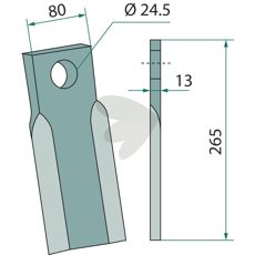 Kniv 13X24, 5X80, ideel til skæring i landbrug og industrimiljøer.