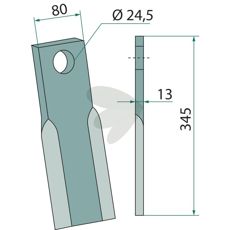 Hymach kniv 13X24, 5X80, beregnet til effektiv drift af maskiner.