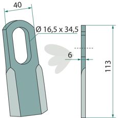 Kniv 6X40X16, 5/34, 5 til effektiv skæreoplevelse for forskellige anvendelser.