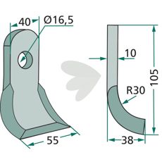 Y-slagler HMF med hul diameter 16,5mm, passende til multi-brug.