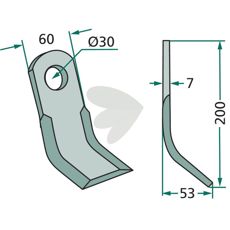 Y-slagler Saphir med hul diameter 30mm, beregnet til robust maskinanvendelse.
