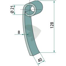Effektiv slagkniv fra Bomford med hul til nem montering, diameter 21 mm.