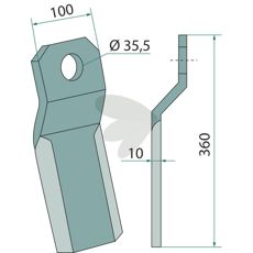 Slagkniv med 10 mm tykkelse, perfekt til hårde jordforhold og robust brug.